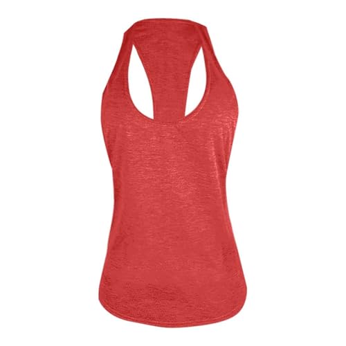 ZTFYKLIN Camisetas Blancas Mujer Chaleco Deportivo Y De Yoga Color Liso Para Exteriores Con Espalda Hueca Tirantes. (Red, S) Jerseys Top Lencero Beige Anchos Largos Camiseta Militar Deportivas