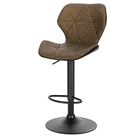 EUGAD 1X Barhocker Barstuhl Bistrohocker Tresenhocker Retro höhenverstellbar und drenbar mit Rückenlehne aus Kunstleder Stahl, Dunkelbraun, 0663BY-1 – Ansicht 7