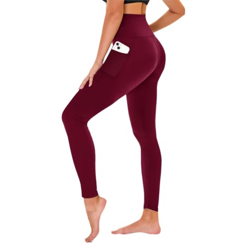 Image of TNNZEET High Waisted Leggings for Women - No See Through Tummy Control Cycling Workout Yoga Pants with Pockets Reg & Plus