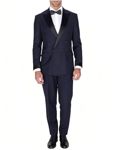 Costume deux pièces homme aux finitions tailleur et revers croisé haut de gamme