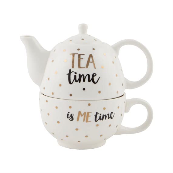 Sass et Belle métallique Monochrome Tea Time Théière pour une personne