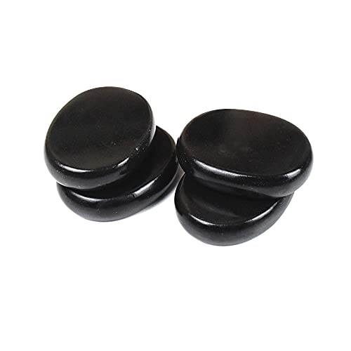 Windfulogo 4Pcs Hot Massage Stones Set Natural Basalt Heated Warmer Stone for Spa Massage 2.36 x 3.14in (6x8cm)