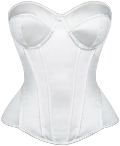 Women's Satin Lace Up Waist Cincher UK Deals Ladies Gothic Corsets Solid Color Bustier Top Lace Up Boned Corset Top Satin Plain Overbust Tummy Control Body Shaper Strapless Lingerie Clubwear