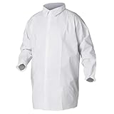 Kleenguard A40 Liquid & Particle Protection Lab Coats (44445), 5-Snap Closure, Knee Length, Elastic Wrists, White, 2XL, 30 / Case