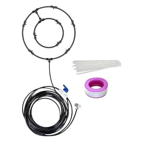 Kit para ventilador | s Refrescantes de exterior | Sistema de pulverización con manguera de 8 metros y multiboquillas para perrera Barbacoa Terraza Jardín Trasero