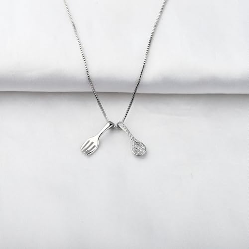 BNQL Colar de garfo e colher, garfo, joias, colher, garfo, pingente, colher, colar com pingente de c