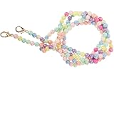 FRCOLOR Cadena para Bolso de Mujer Desmontable Cuentas de Plástico Multicolor 8 Mm Diámetro, Correa para Asa de Bolso 120 Cm Hebillas Metálicas, Accesorio para Monedero y Color Aleatorio
