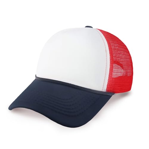 Image of CHOK.LIDS Classic Foam Trucker Hat Summer Mesh Rope Cap Solid Two Toned Blank Hat Mens Womens Adjustable Strap Light Weight