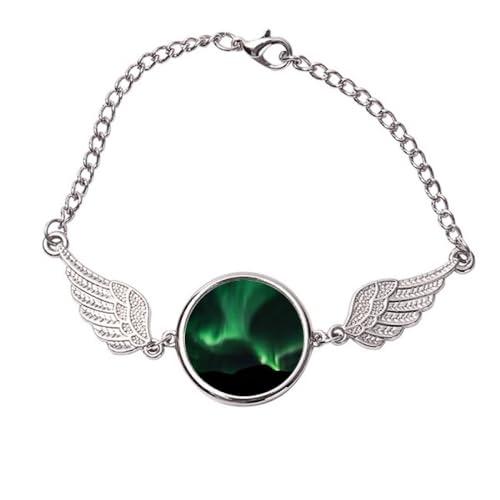Bracelet art déco Green Night avec ailes d'ange en métal taille M