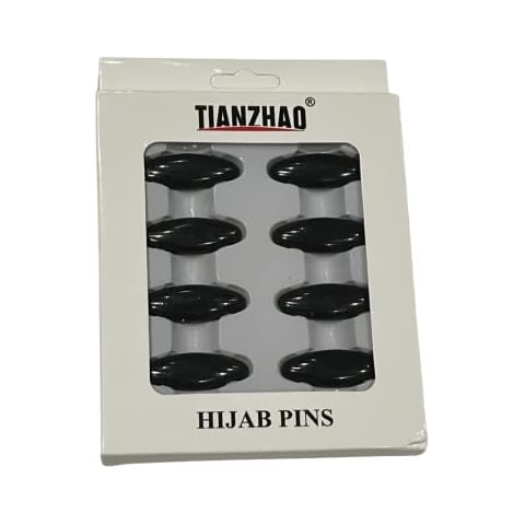 8 Pieces No Snag Hijab Pins, Sari Pins Black Safety Pins Plastic Cover Safety Pins for Safely Locking Baby Clothes Scarf Sewing Shawl Decoration Cover
