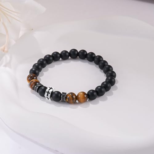 QWNHONEY Cross Bracelet for Men Son Brother Boyfriend Father Dad Husband Father's Day Birthday Christian Religious Faith Graduation Anniversary Christmas Jewelry Gift for Man4