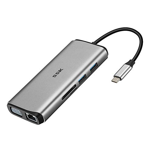 11-in-1-USB-C-Hub,Laptop-Dockingstation mit DREI Displays,Multiport-Adapter Typ C mit 2(Dual-) HDMI-,VGA-,PD3.0-,SD/TF-CR-,usw. für MacBook/iPad