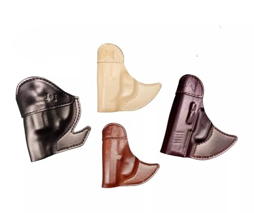 J&J Premium Leather Formed Front Pocket Holster - Fits Beretta 30X Tomcat 32 with Higher Sights and Threaded Barrel - Handmade in The USA (Brown, AMBIDEXTROUS)