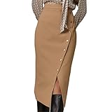 Material: esta elegante falda midi dorada con abertura de botón a presión está hecha de fibra de poliéster de alta calidad. Es muy cómodo y encantador de llevar, perfecto para primavera, otoño e invierno.