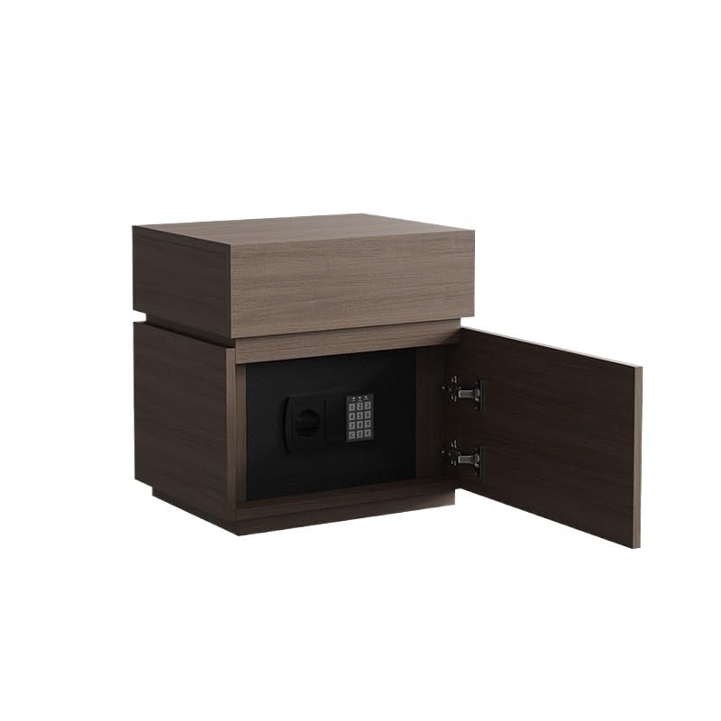 Mesita de noche multifuncional negra segura, almacenamiento elegante para dormitorio, mesas auxiliares compactas con diseño seguro, perfecta para la nización en el hogar