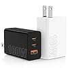 Paquete de 2 bloques de cargador de pared USB C de 100 W, adaptador de carga USB C de 3 puertos, cubo de enchufe de alimentación de carga súper rápida para MacBook Pro/Air, i-Pad Pro, i-Phone 16