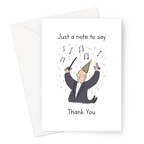 Biglietto di auguri con scritta "Just A Note to Say Thank You", biglietto di ringraziamento per musicisti, giochi di parole musicali per amici, fratelli, partner o coniuge, Just A Note Cards