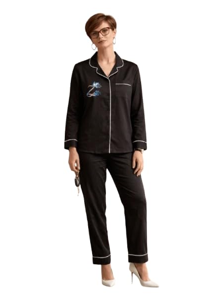 Zenith Women's Hand-Painted Cotton Satin Co-Ord Set | Premium Floral Art Lounge & Sleepwear Set | Regular Fit | Boardroom to Bed Collection-image-30