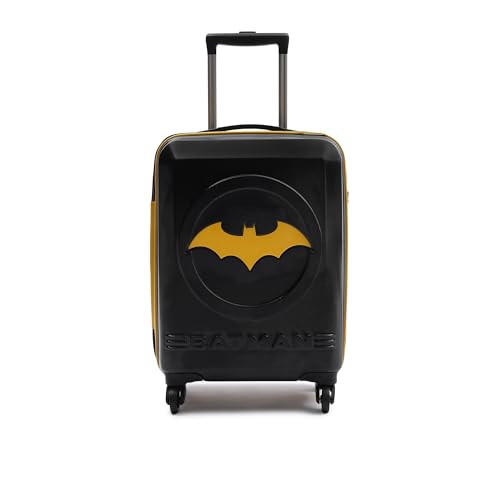 Image of YAYAVAR Batman Trolley Suitcase - 40L, Cabin Luggage with 8 Spinner Wheel, Hard Shell Polycarbonate Suitcase, Number Lock, Water Resistant, Luggage Bag for Travel (Black & Yellow, 55cm, Small)