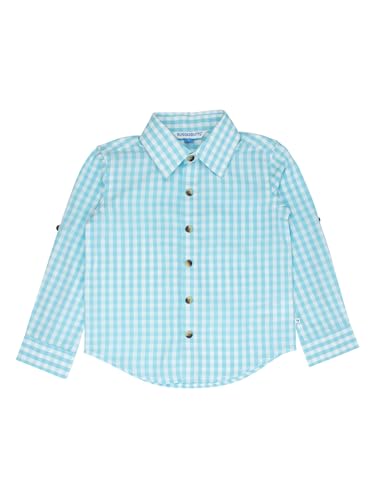 Image of RUGGEDBUTTS Boys Solid Cotton Long Sleeve Button Down Shirt with Button Tabs
