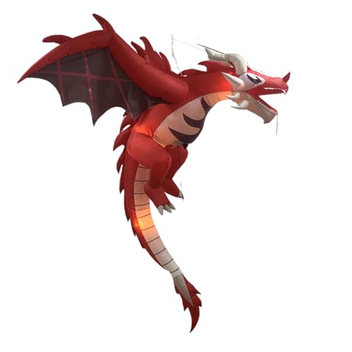 Ochine Halloween Inflatable Hanging Fire Dragon Decor Halloween Decorations Inflatable Blow Up Flying Dragon with Light for Indoor Outdoor Halloween Party Decor