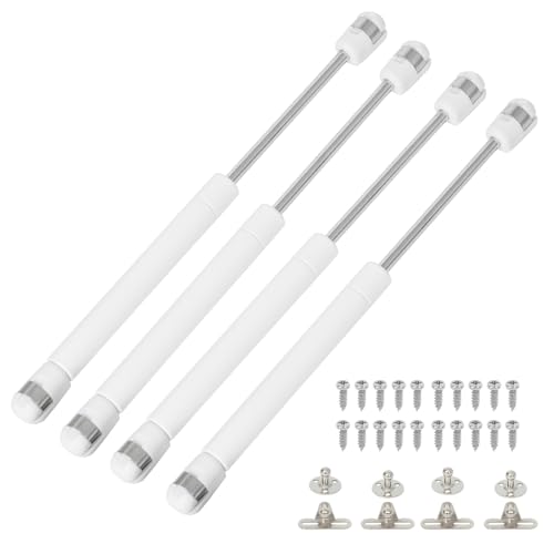 Bohaner 100N Gas Struts 4Pcs Cabinet Door Hinges Lift Up Spring Flap White Gas Strut Support Stay Bar Kitchen Cupboard Box 100N Pressure