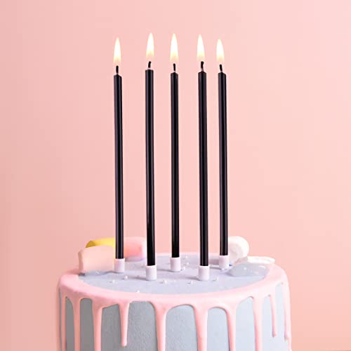 image for PHD CAKE Black Long Thin Birthday Candles, Cake Candles, Birthday Part