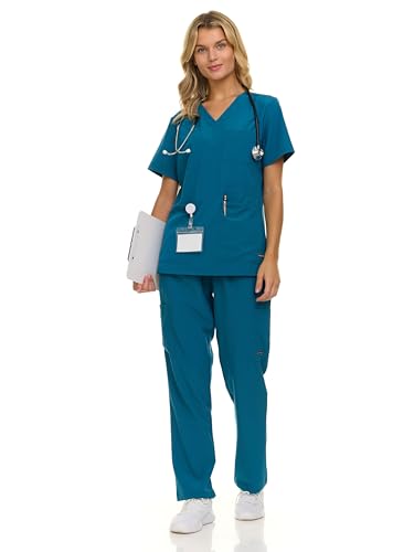 Nautica Womens Scrub Set 9-Pocket Breathable & Stretchy Pants & Tops