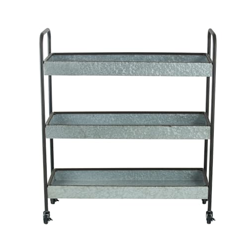 ZGHQHCDRH 35x12.5x40 Homestead 3-Tier Galvanized Zinc Iron Shelf Industrial Storage