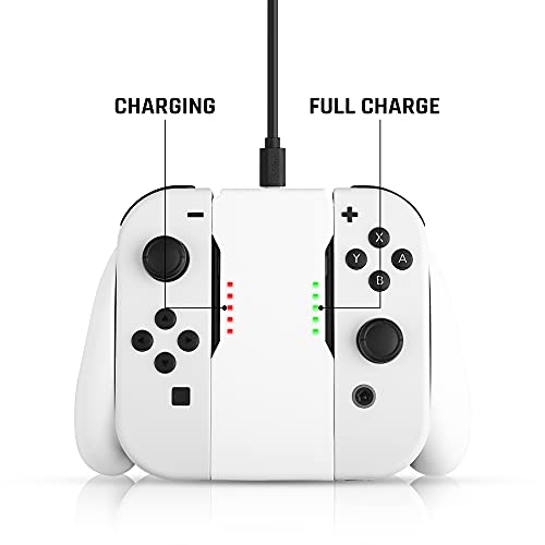 Image of FANPL Charging Grip Controller for Nintendo Switch & Switch OLED Joy Con, Grip Game Accessories with Charge Indicator, Handle Grip with 1 m /3.3 Ft USB Type-C Data Cable, 6 Thumb Grip Caps (White)