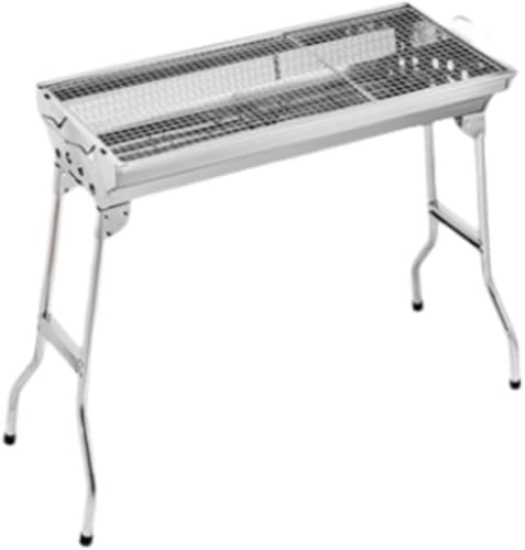 Arfobug 家庭用炭火焼きグリル、屋外用ステンレススチール、ポータブル、折りたたみ式、組み立て不要、炭、家庭用バーベキュー、キャンプ、5人以上用 (73cm×28cm×76cm,鉄格子(標準))