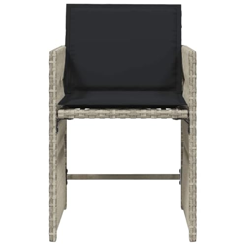 Chaises de jardin gris clair polyrotin dossier pliable lot de 4 coussins