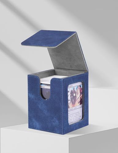 MTG Deck Box con display Commander, custodia per oltre 100 carte a doppia manica, scatola per carte collezionabili, adatta per carte TCG/PTCG/Sports (blu e grigio)