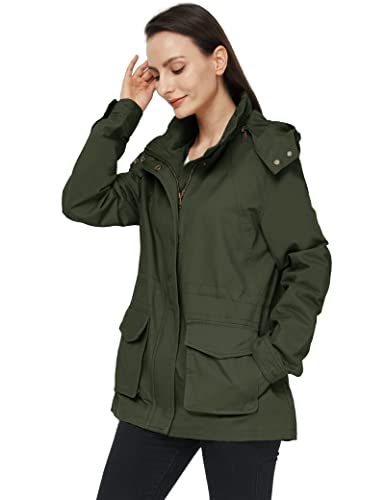 WenVen Women's Anorak Military Jacket Lightweight Casual Cotton Coat with Hood4