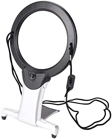 Arsuk Magnifying Glass with Light 2 in 1 Hands Free Reading Magnifier Neck Hanging Cord & Desk Stand for Crafts Handcraft Sewing Jewelry Hobby