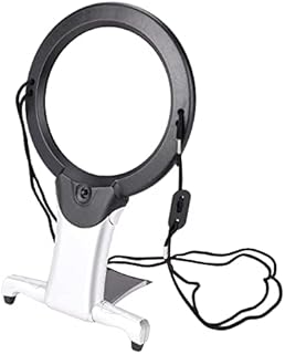 Arsuk Magnifying Glass with Light 2 in 1 Hands Free Reading Magnifier Neck Hanging Cord & Desk Stand for Crafts Handcraft Sewing Jewelry Hobby