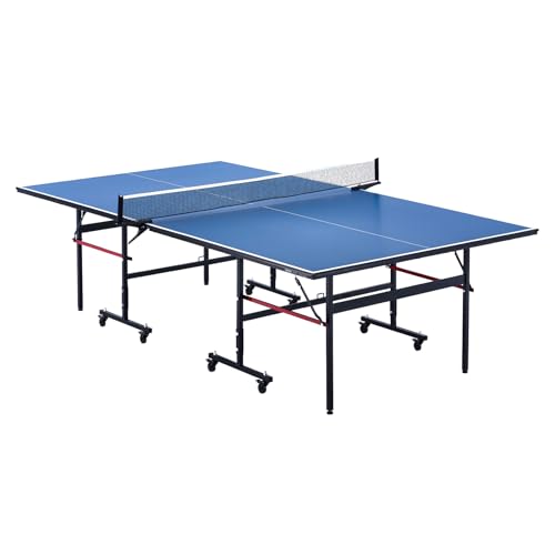 VEVOR Ping-Pong-Tisch, professionelles Tischtennisspiel, tragbarer MDF-Tischtennistisch für den Innenbereich, Faltbarer Ping-Pong-Tisch mit Schnellklemmnetz und feststellbaren Rädern