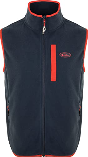 Image of Drake Waterfowl Camp Fleece Durable Moisture-Wicking Lightweight Breathable Full-Zip Casual Outdoor Hiking Vest with Pockets