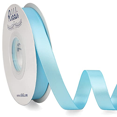 Ribbli Light Blue Double Faced Satin Ribbon,1/2” x Continuous 25 Yards,Use for Craft Bows Bouquet, Gift Wrapping, Wedding Decoration, Floral Arrangement