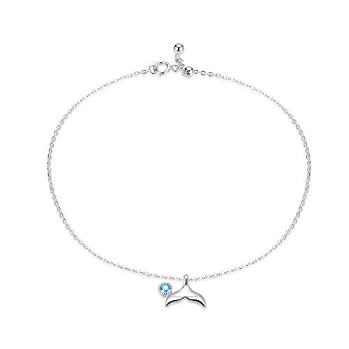 Preisvergleich Produktbild Bijoux Blu Meerjungfrauen-Armband für Fußgelenk, Sterling-Silber 925, Meerjungfrauen-Design, Blau