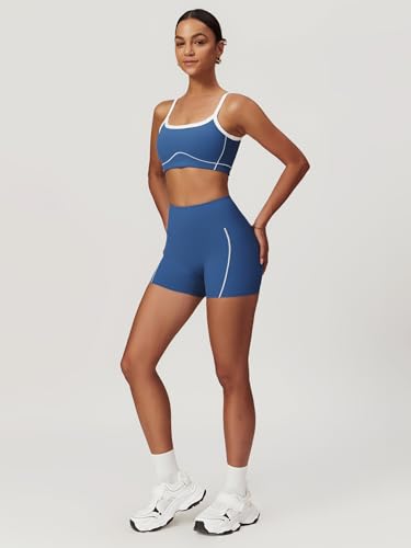 Yoga sets for women 2 piece Fashion contrasting lines Sports Bra and Tummy Control Butt-lifting Shorts3