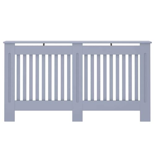 Image of Engineered Wood Radiator Cover 2 pcs Grey 59.84 x 7.48 x 32.09 in with Water Resistant Material and Efficient Heat Flow for Home Decor and Additional Storage