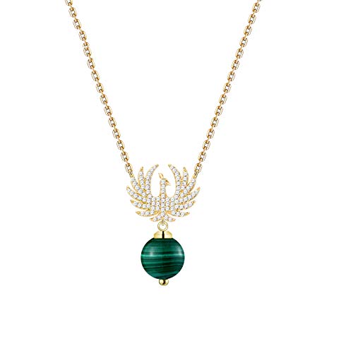 Collier Phénix femme argent, l'éclat poétique d'un pendentif élégant en malachite verte