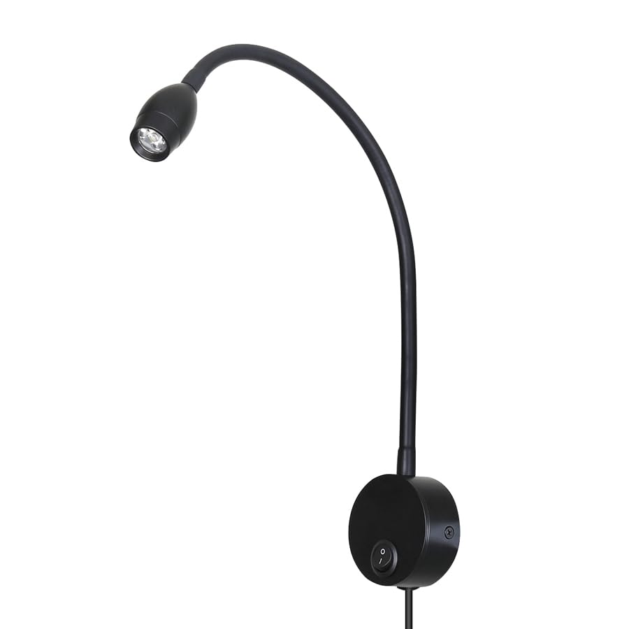Image of LED Reading Lamp 3W Warm White 3000K for Reading Books Black Plug Cord 2PCS (RS032)