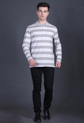 Image of Full Sleeve Polo T Shirt for Men Cotton with Pocket and Collar - Regular Fit Tshirt