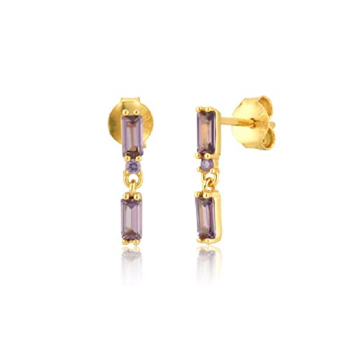 Boucles d'oreilles créoles en argent 925 et cristal violet, le cadeau idéal pour femme