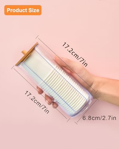AIMIXUN 2 Pcs Cotton Round Holder, Cotton Pad Holder with Bamboo Lids, Makeup Storage Cotton Pad Dispenser Bathroom Canisters Cosmetic Organizer Storage Containers for Cotton Ball Hairband Tie - Image 2