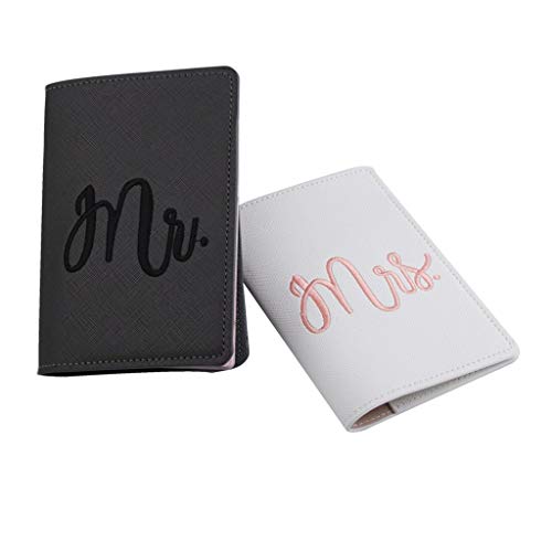 Kamonda Capa protetora para passaporte portátil Mr Mrs Travel Passport ID cartão de crédito branco