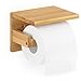 Ecooe Portarotolo di carta igienica, in bambù, da parete con scaffale spazioso, porta rotolo di carta per WC, cucina e bagno