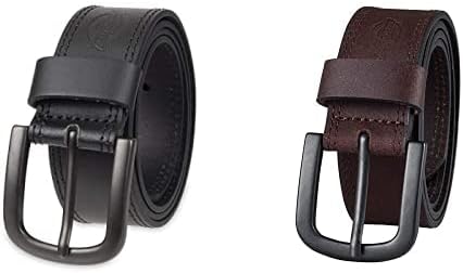 Dickies Men's Two Row Stitch Belt - black and brown